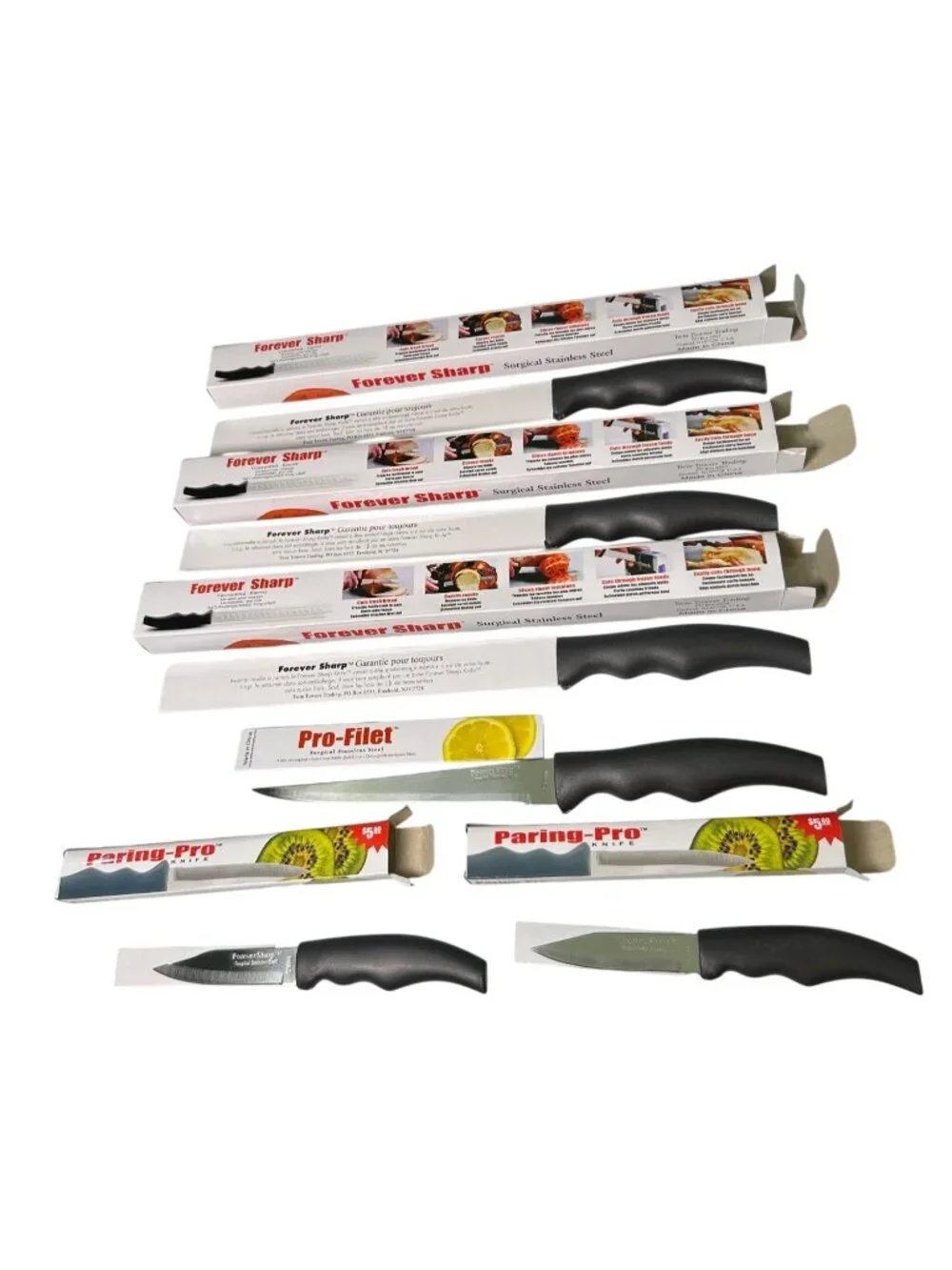 NEW Forever Sharp 12 Piece Knife Set Surgical Stainless Steel Ergonomic Handles